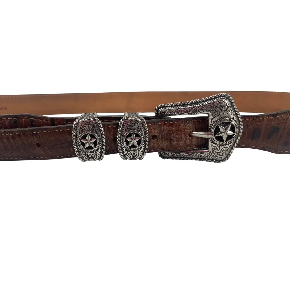 Tony Lama Belt 44 Brown Leather Country Crocodile Print Western USA‎ C421234
